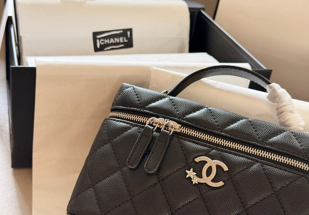Chanel Diamond-Quilted Top-Handle Box Bag — detail