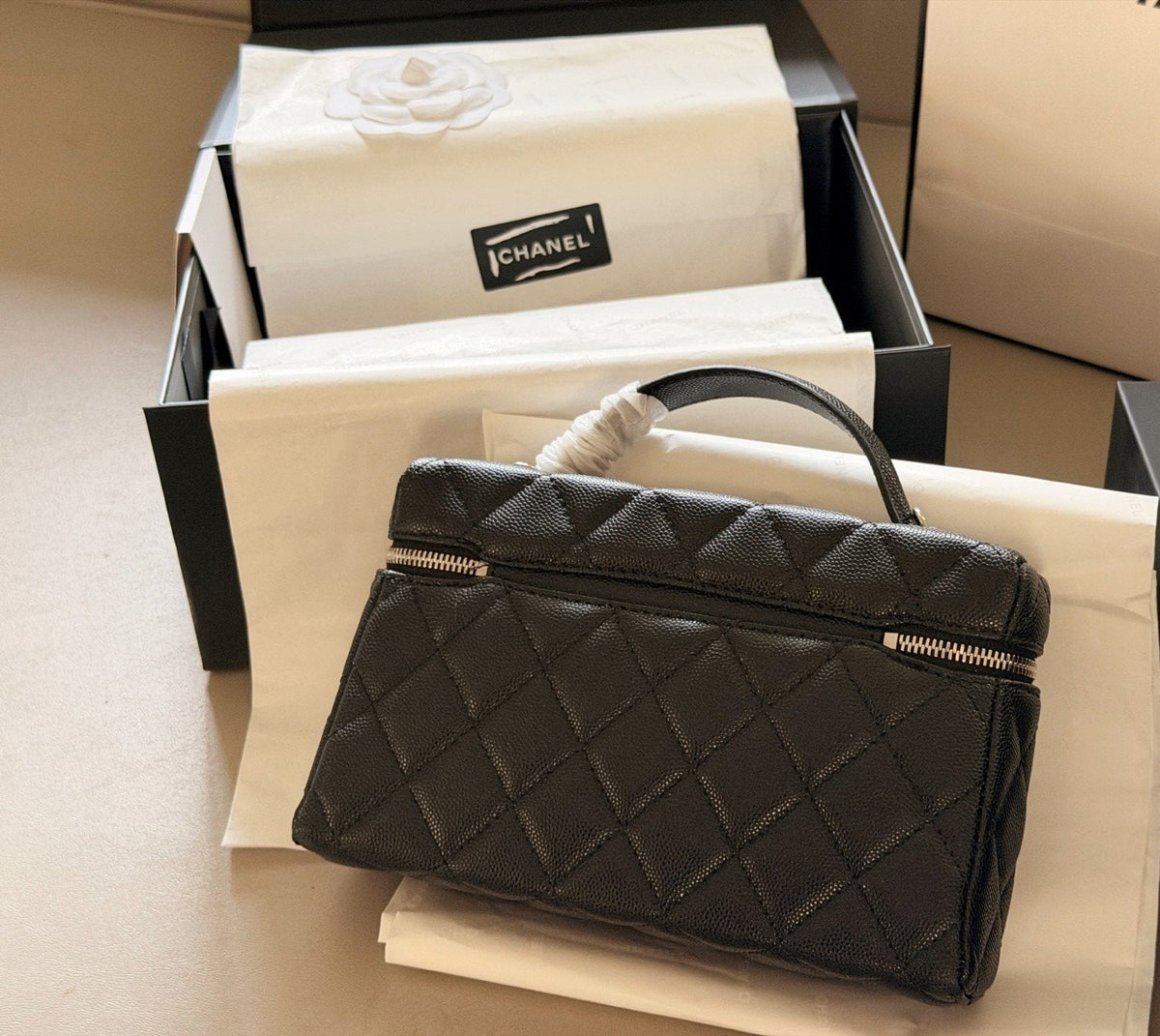 Chanel Diamond-Quilted Top-Handle Box Bag — back