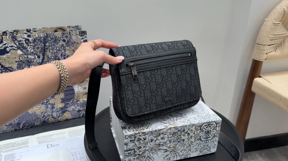 Dior Dark Monogram Flap Messenger Bag — hero