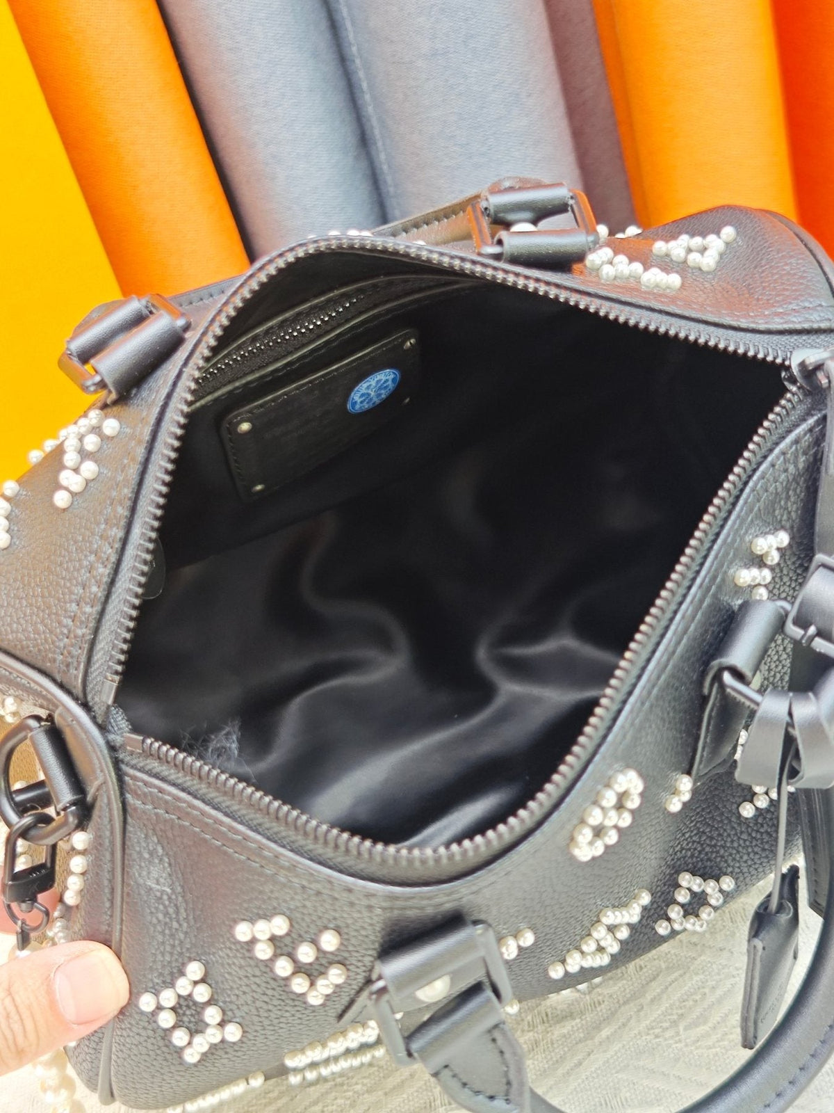 Louis Vuitton Speedy Bandoulière Pearl-Motif Handbag — front