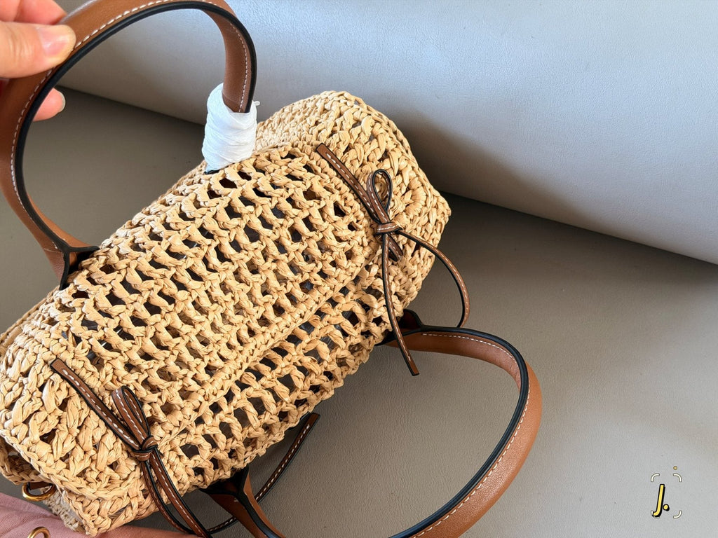 Miu Miu Open-Weave Basket Tote Bag — front