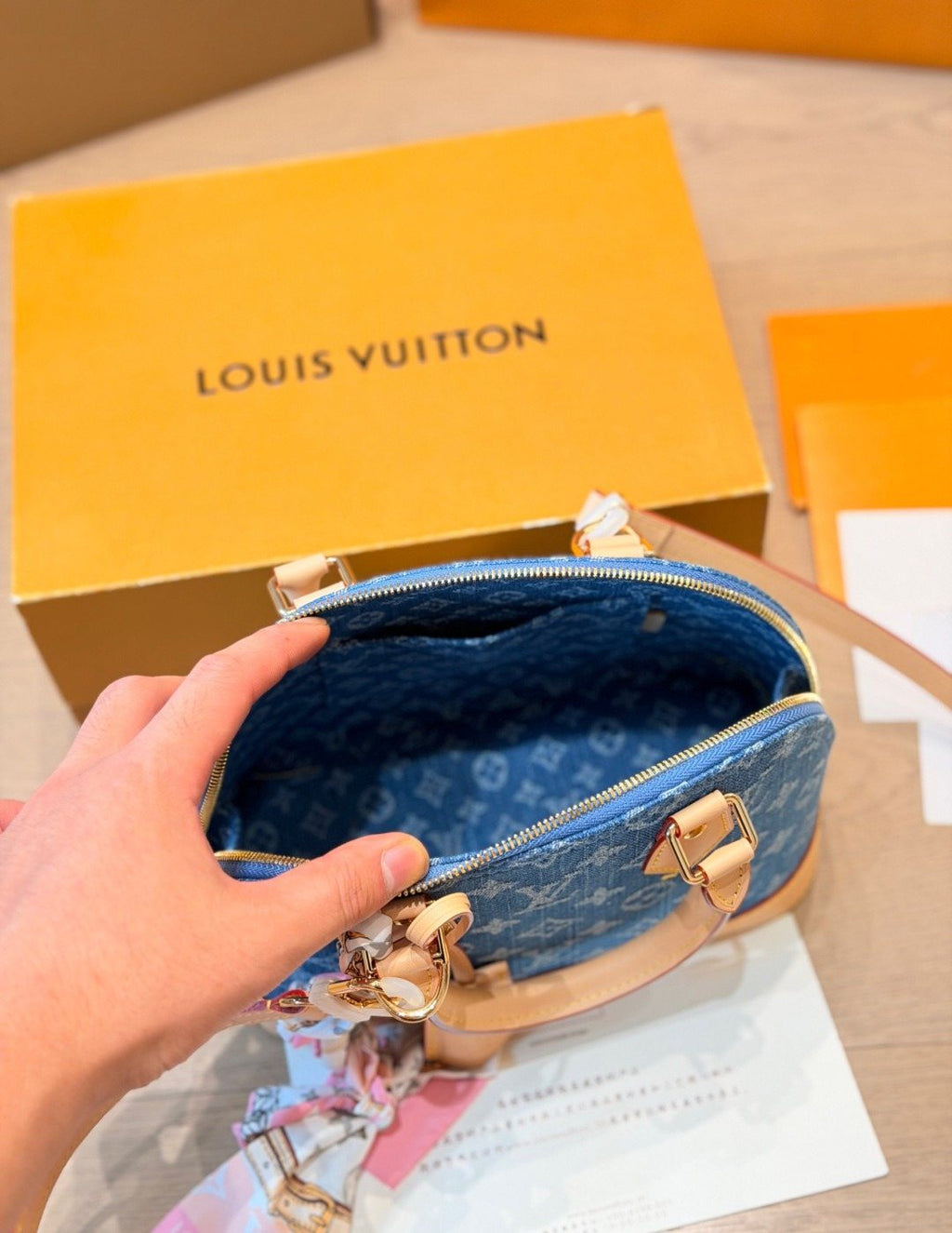 Louis Vuitton Alma BB Monogram Denim Handbag — detail