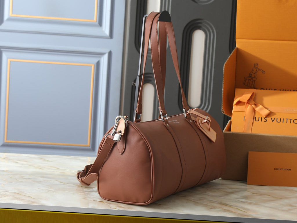 Louis Vuitton Needle Brown Leather Handbag — side