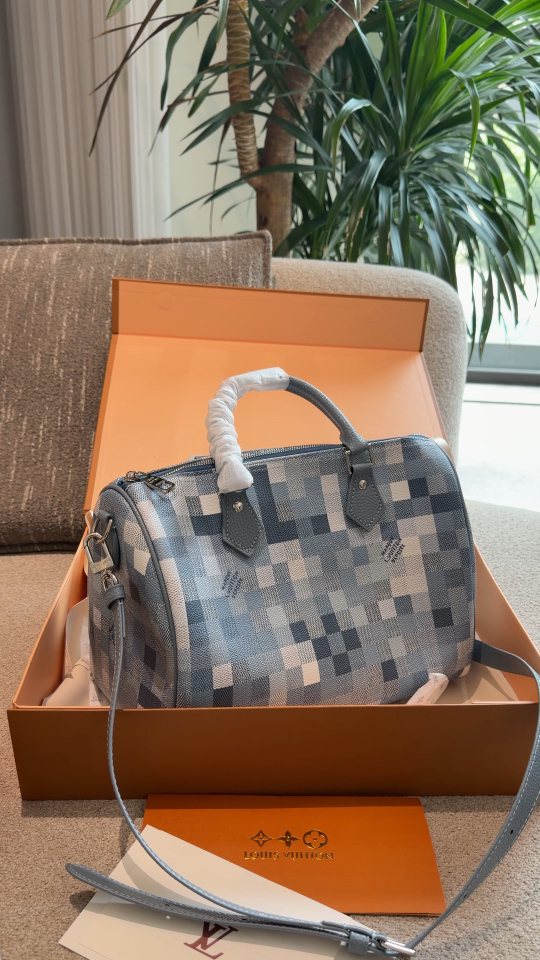 Louis Vuitton Speedy Blue Checker Satchel — hero