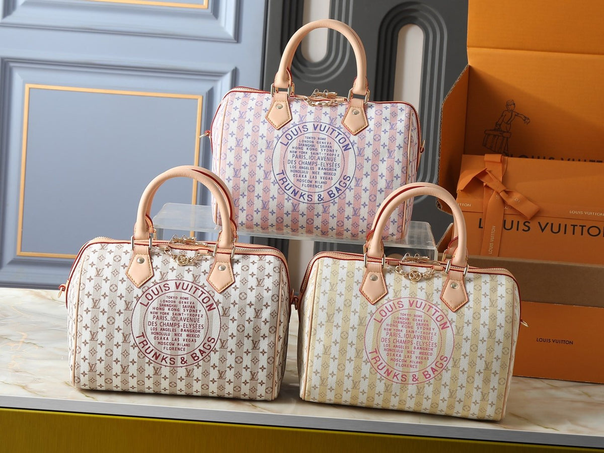 Louis Vuitton Stamp Speedy Bandoulière Striped Bag — comparison