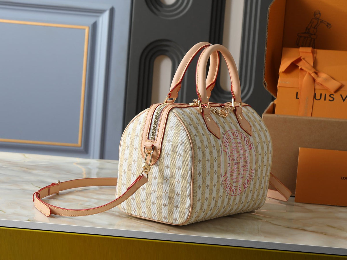 Louis Vuitton Stamp Speedy Bandoulière Striped Bag — side