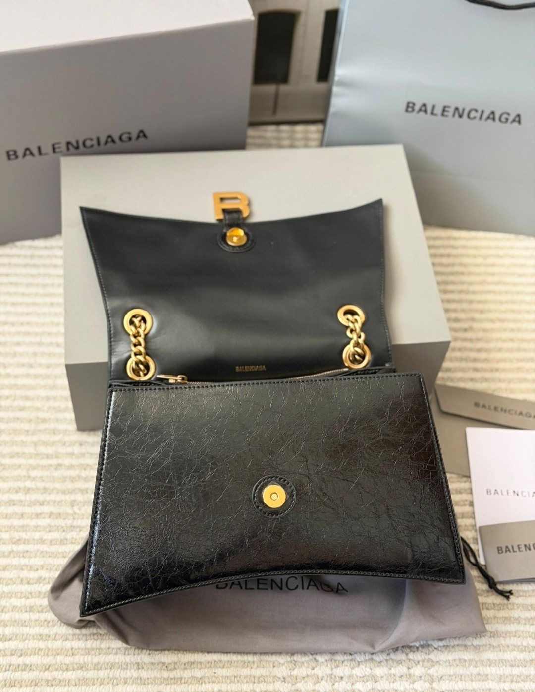 Balenciaga Crush Chain-Strap Flap Bag — detail