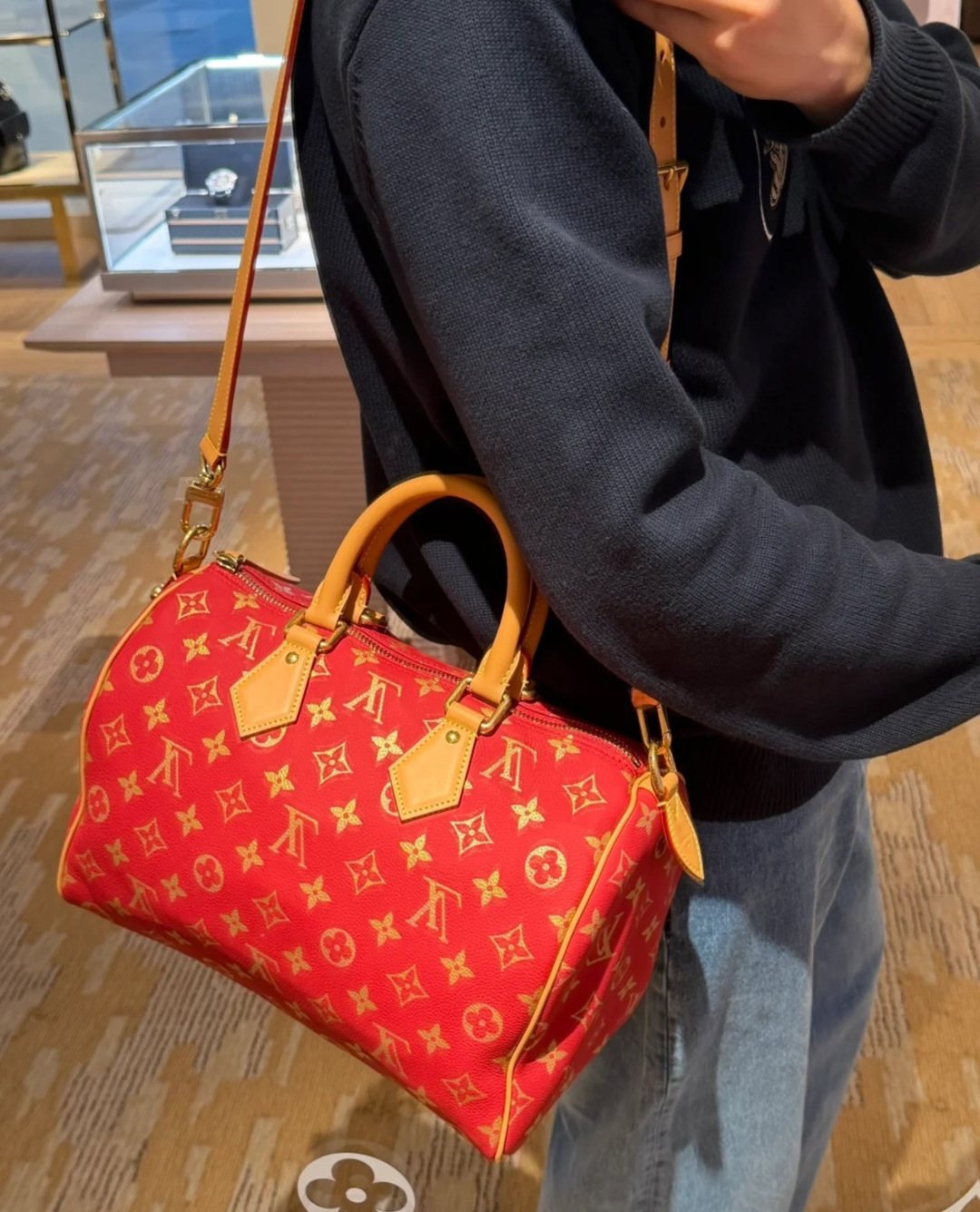Louis Vuitton Speedy Monogram Duffel-Style Handbag — model