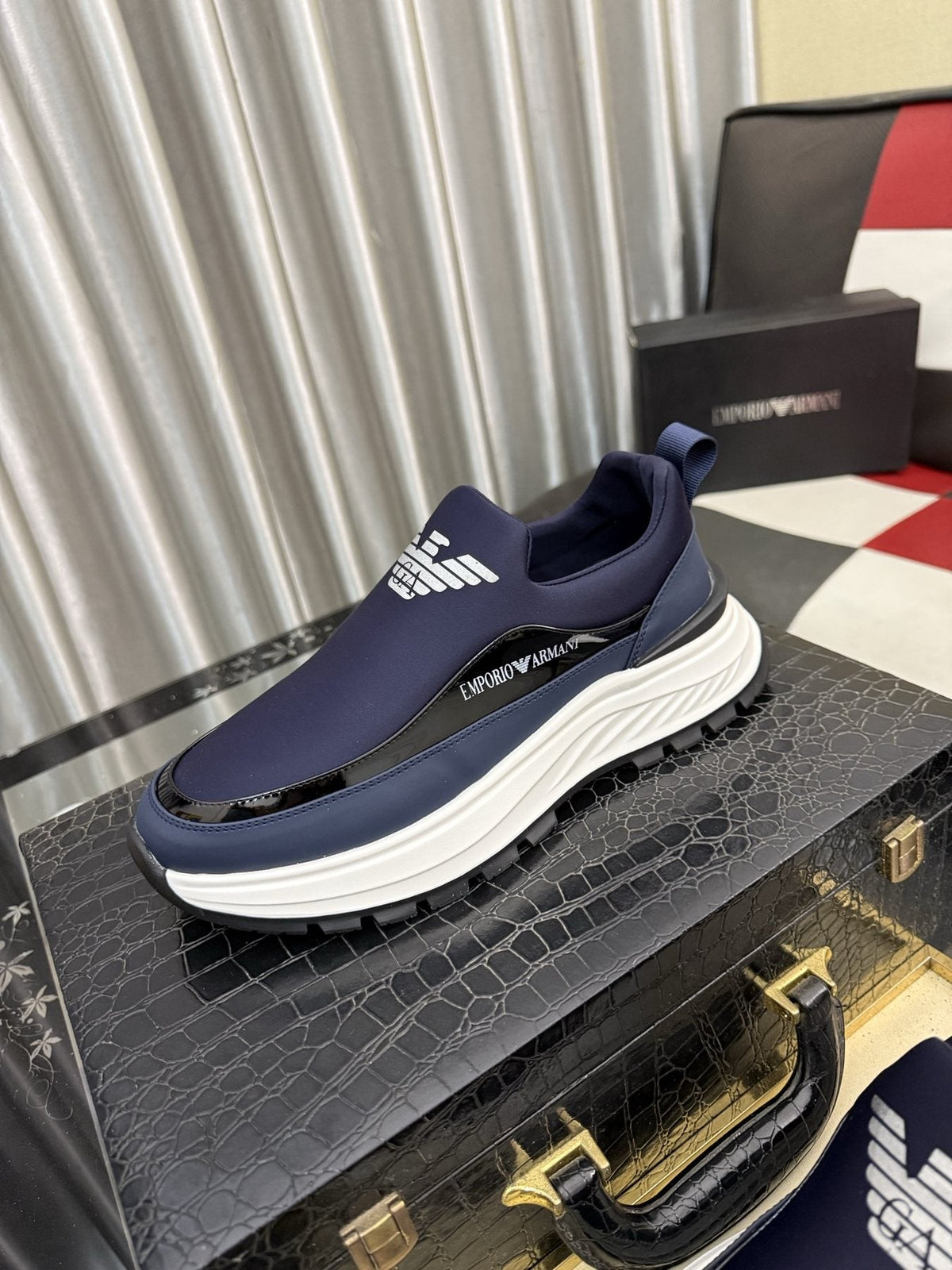 Armani Paneled Slip-On Sneakers — front