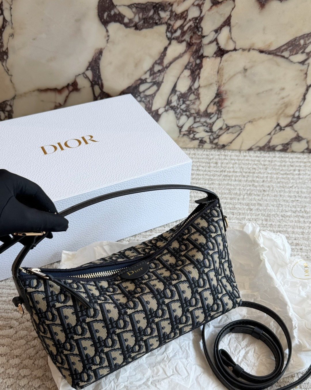 Dior Nomad Oblique Top-Handle Shoulder Bag — front