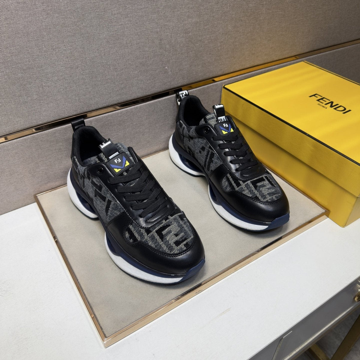 Fendi Men's Patterned Panel Sneakers — front