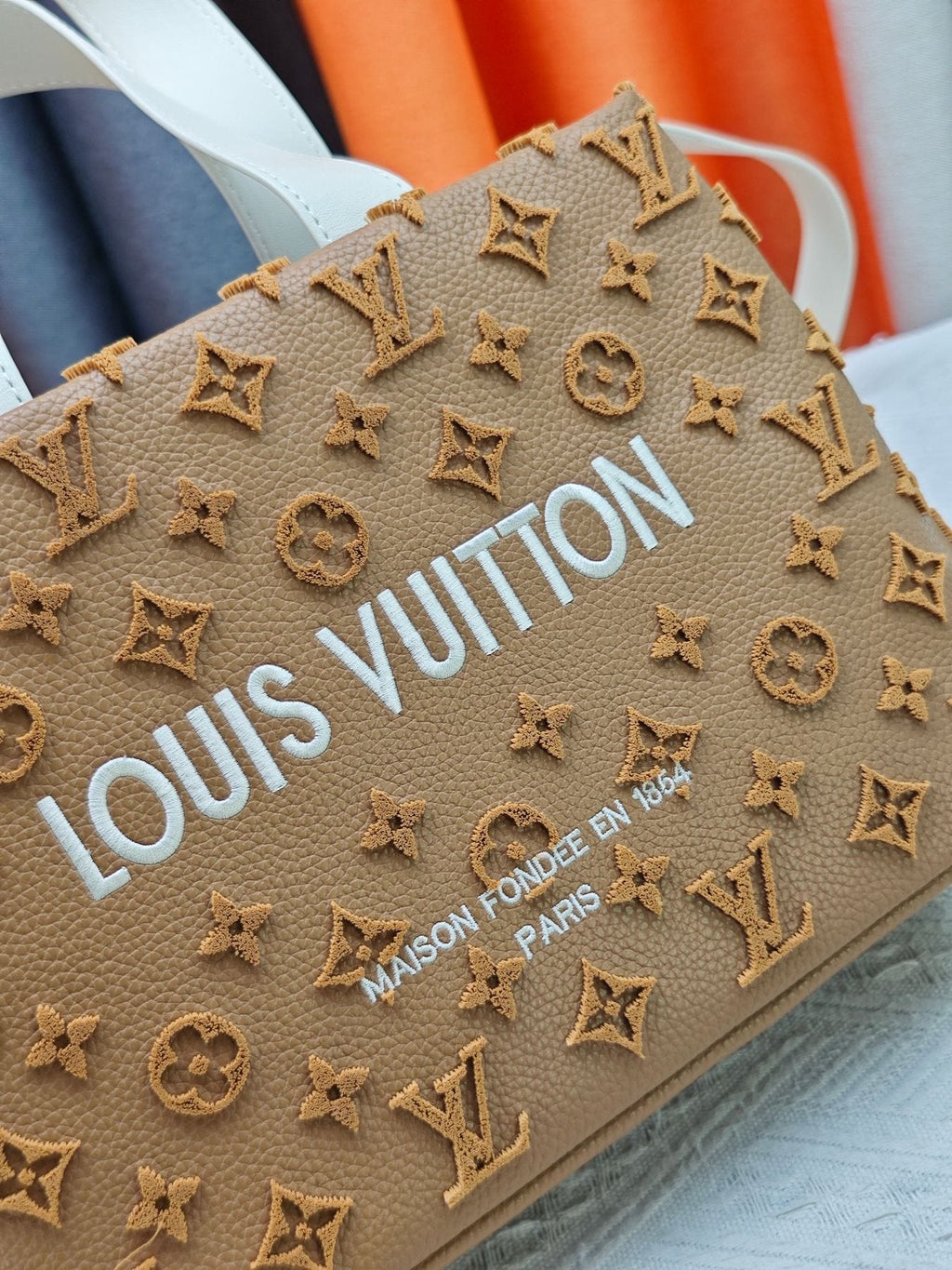 Louis Vuitton Mini Shopper Tote with Monogram Motifs — detail