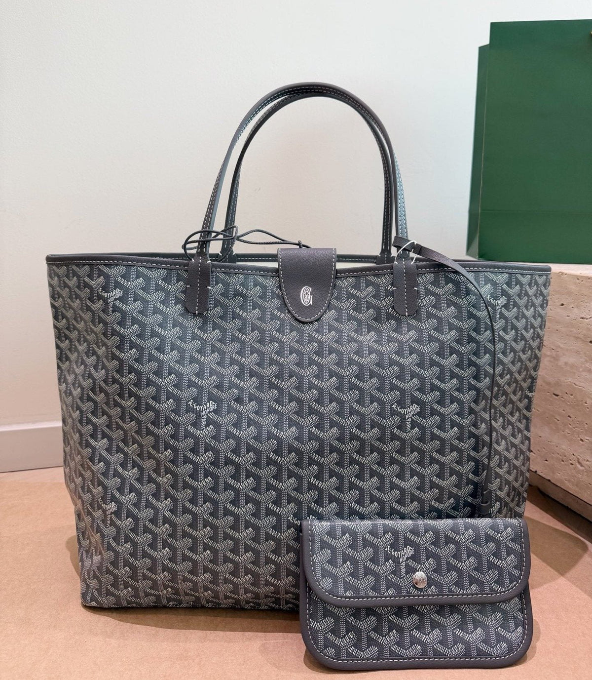Goyard Geometric Pattern Tote with Tethered Pouch — front