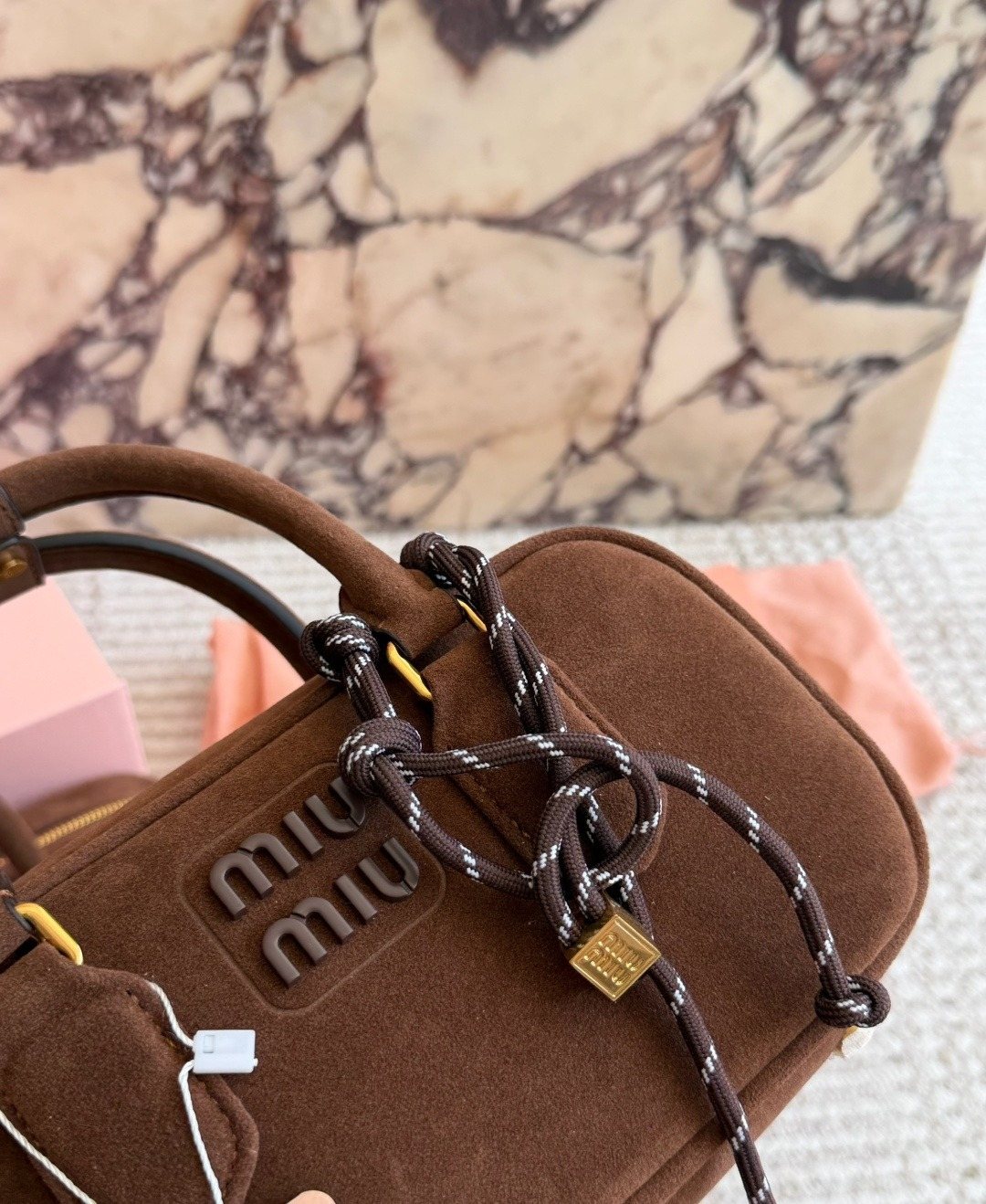 Miu Miu Rounded Top-Handle Bowling Bag — detail