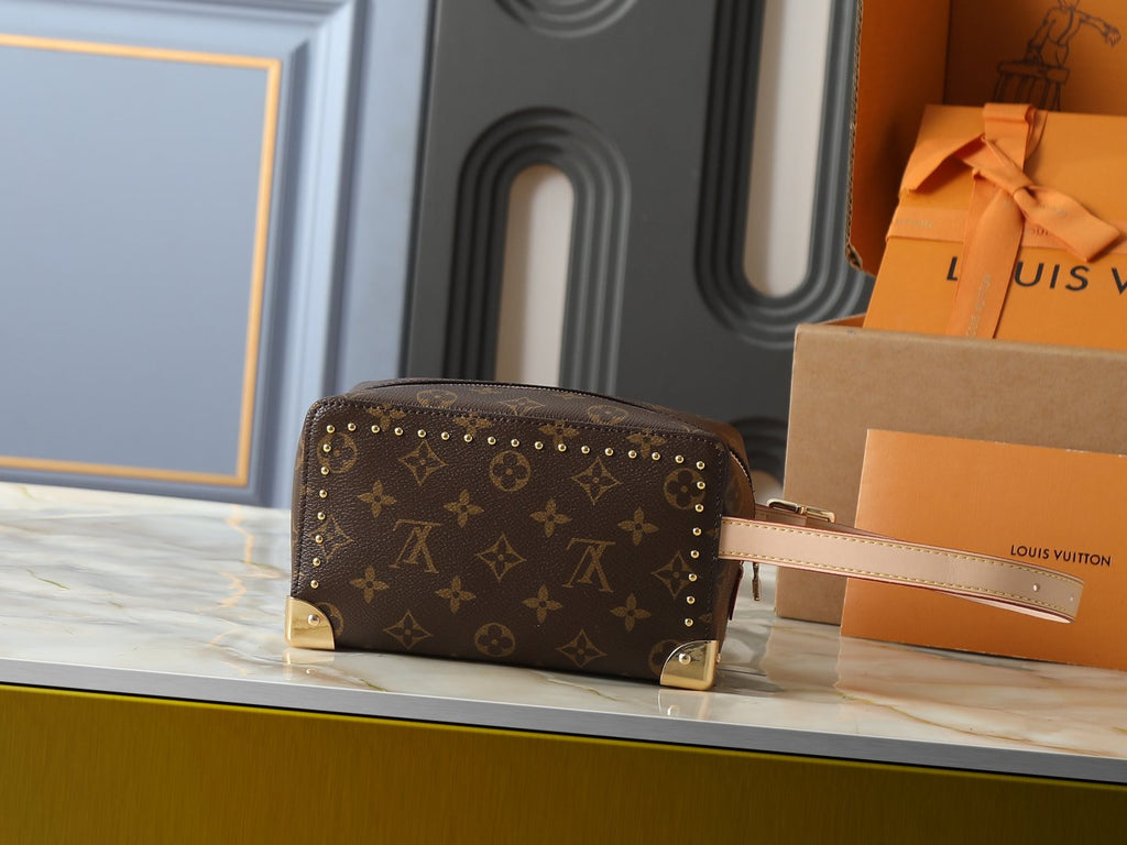 Louis Vuitton Locker Dopp Kit Brown Monogram Toiletry Bag — back