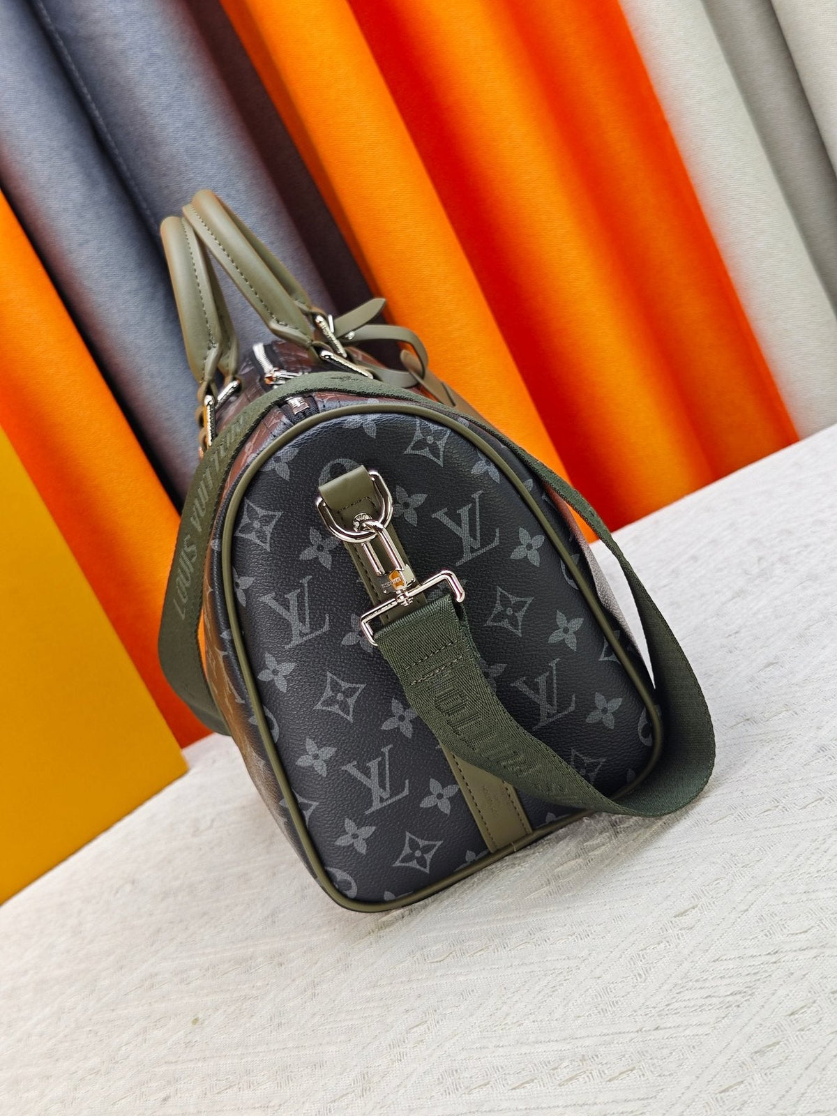 Louis Vuitton Keepall Bandoulière Monogram Duffel Bag — side