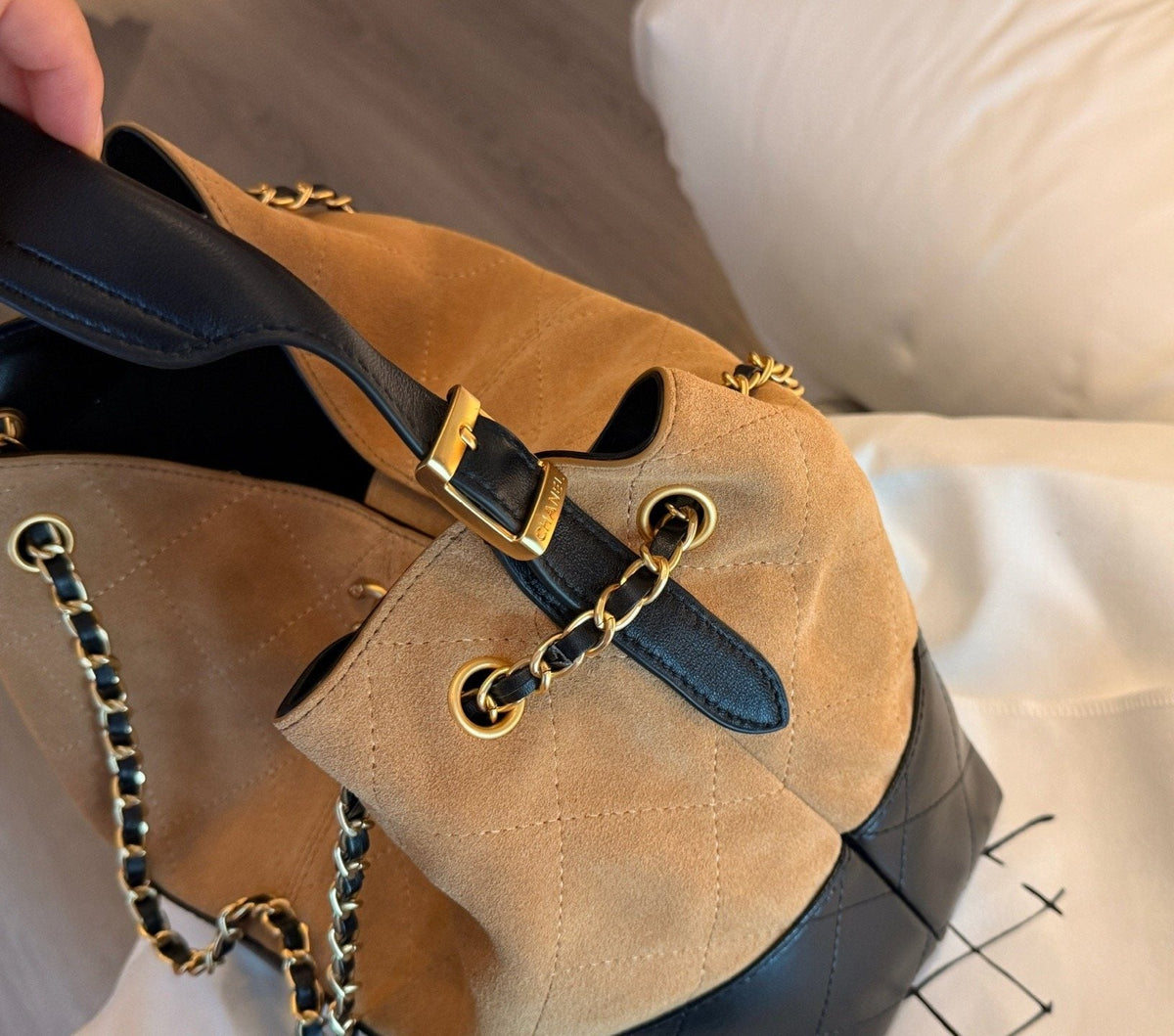 Chanel Two-Tone Chain Hobo Bag — detail