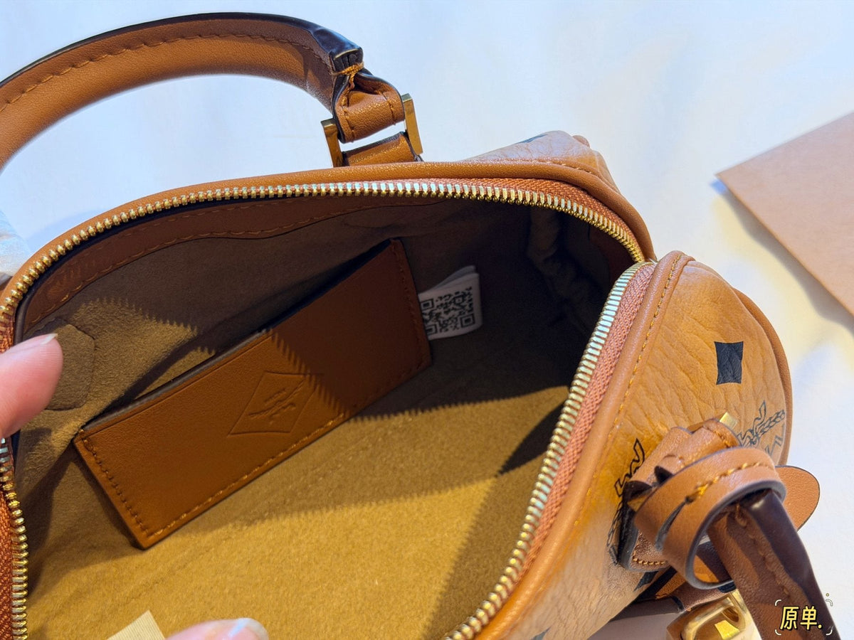 MCM Boston Printed Satchel Bag — detail