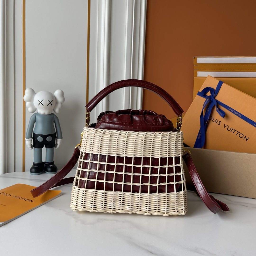 Louis Vuitton Capucines BB Rattan Woven Top-Handle Bag — back