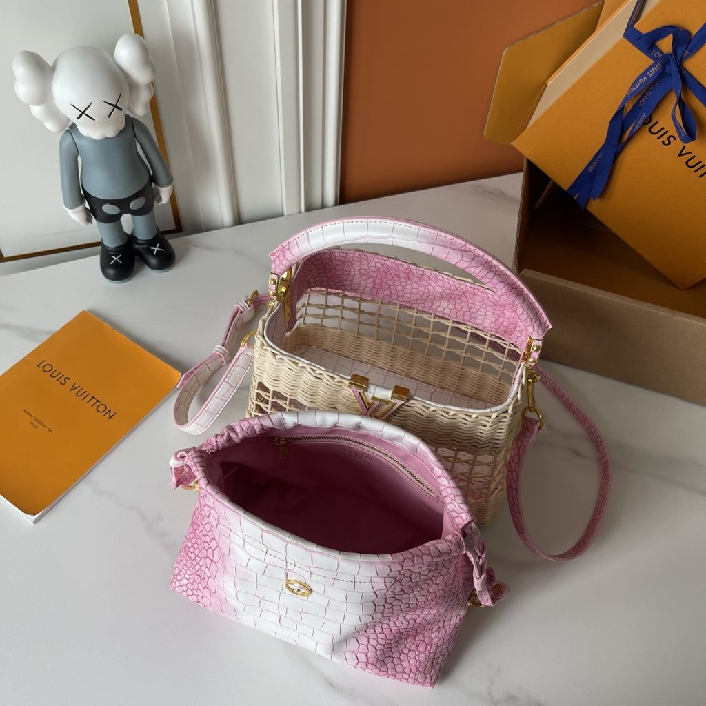 Louis Vuitton Capucines BB Rattan Woven Top-Handle Bag — detail