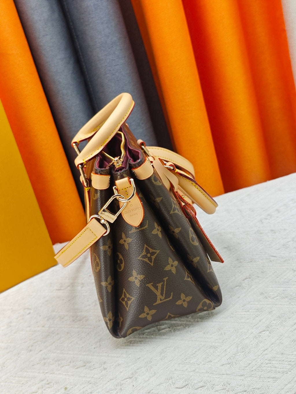 Louis Vuitton Open Handbag in Brown Monogram — side