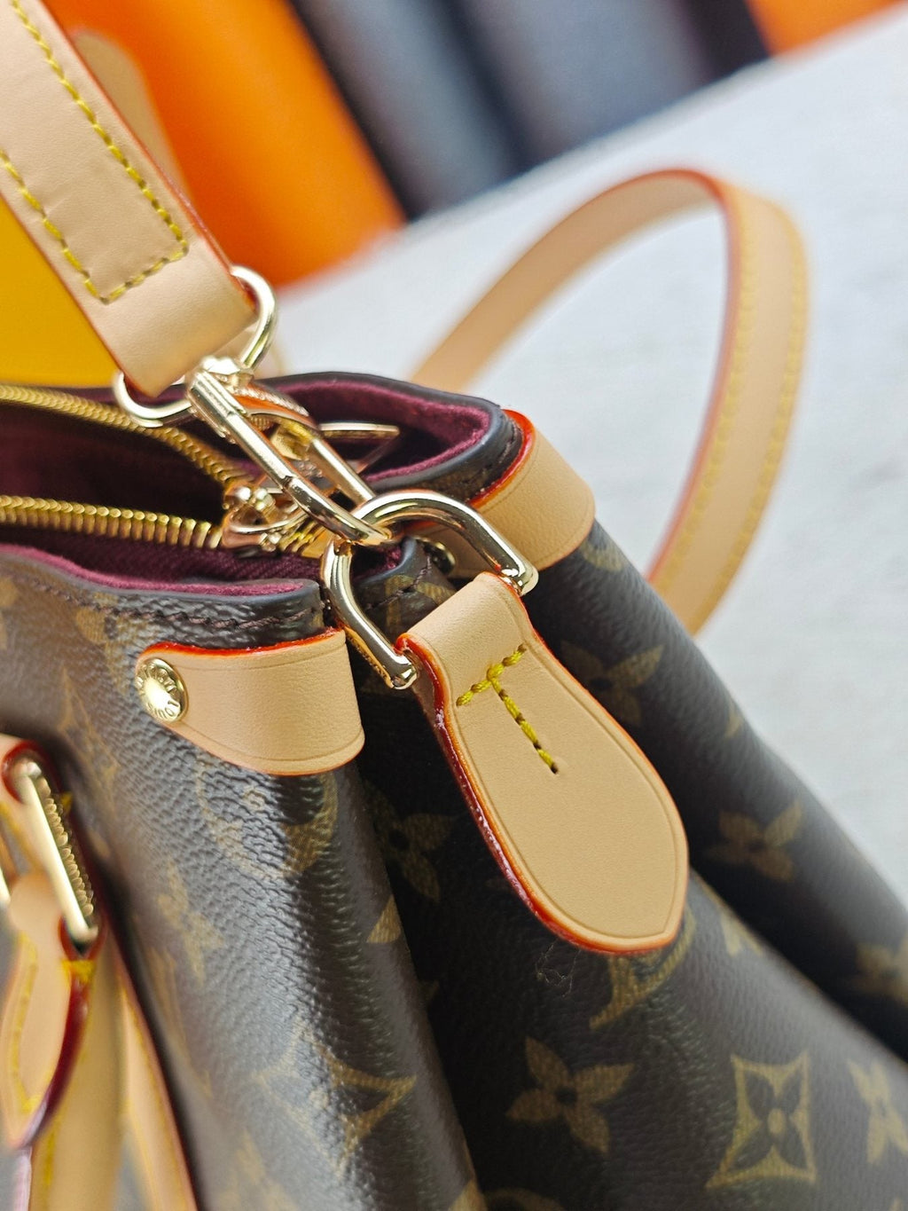 Louis Vuitton Open Handbag in Brown Monogram — detail