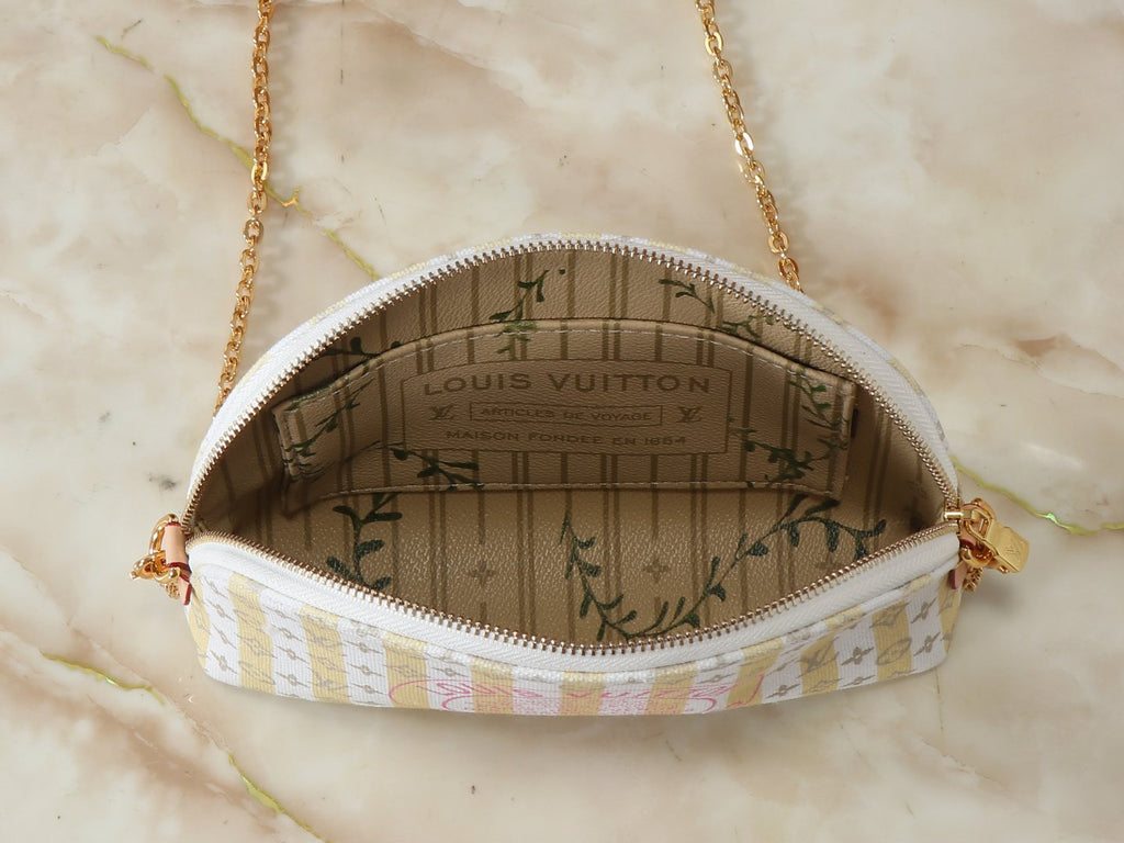 Louis Vuitton Striped Monogram Cosmetic Pouch with Pink Motif — detail