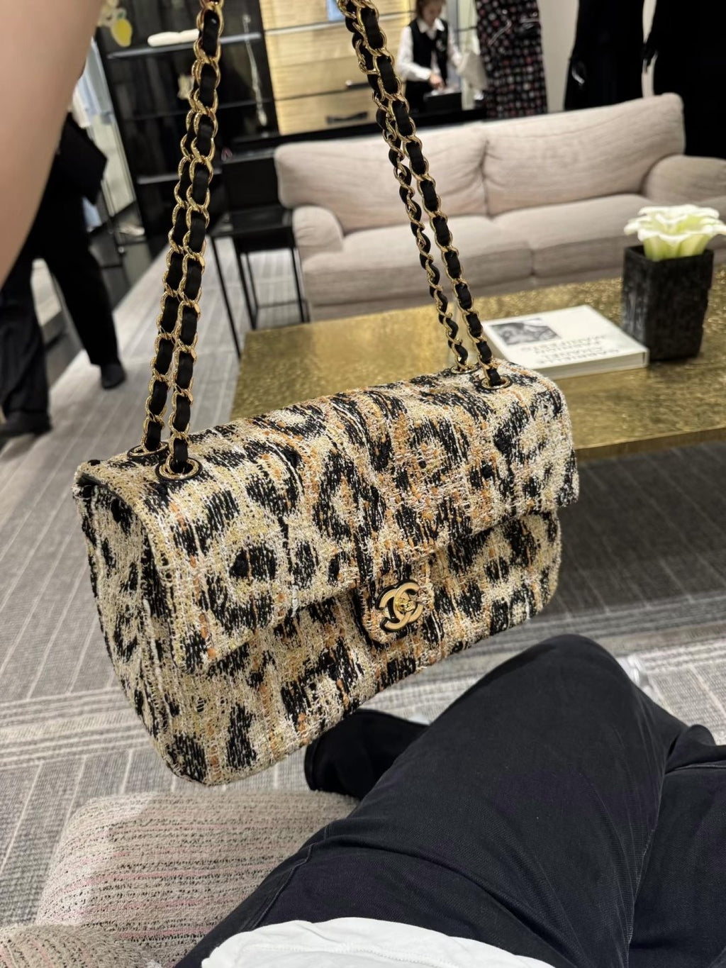 Chanel Textured Patterned Chain-Strap Flap Bag — front