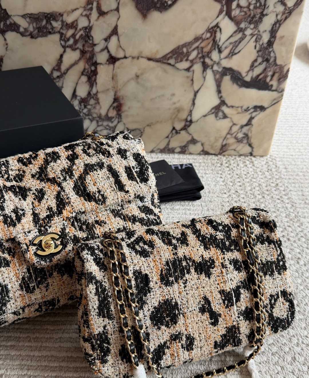 Chanel Textured Patterned Chain-Strap Flap Bag — detail