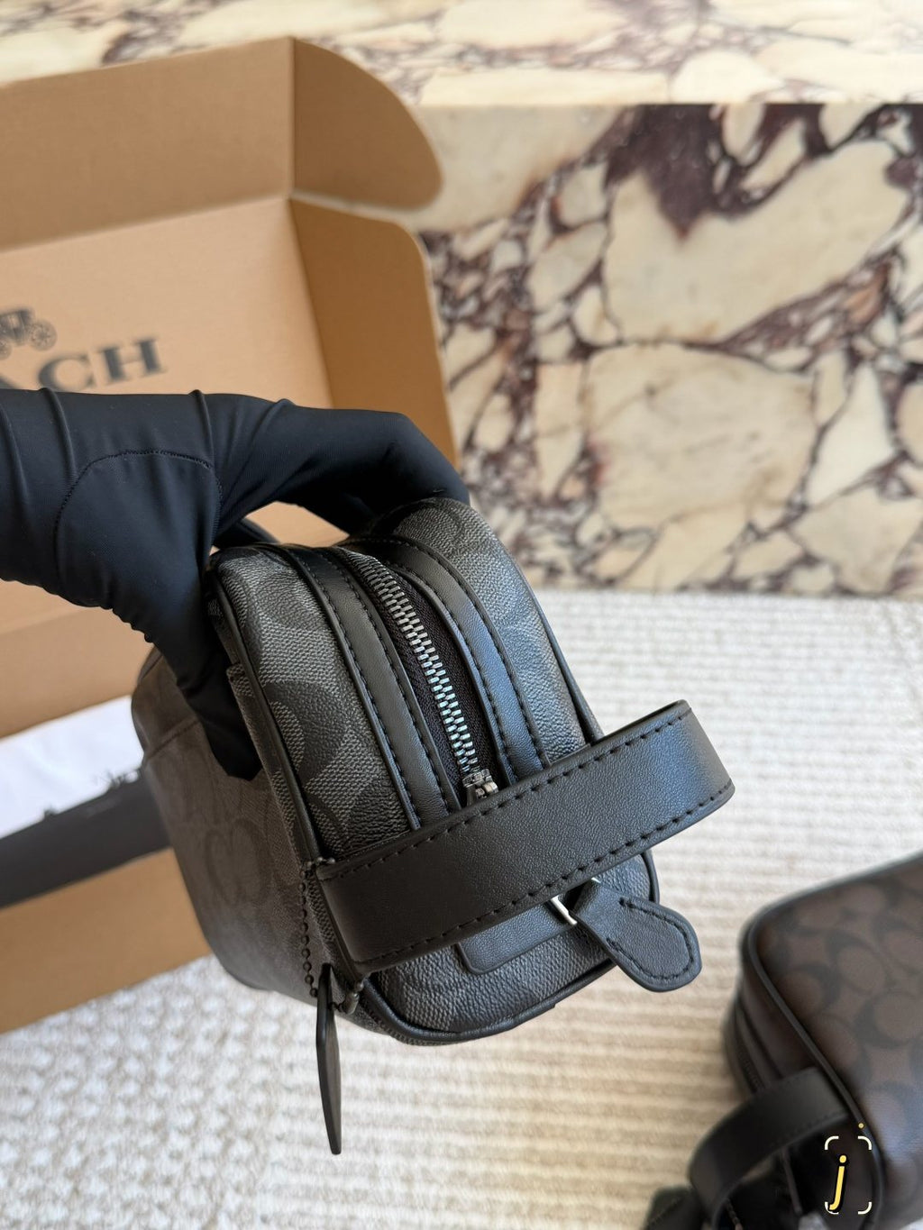 Coach C-Pattern Wrist Loop Toiletry Bag — side