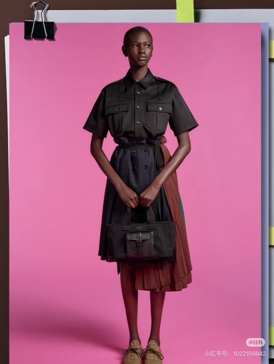 Prada Bonnie Soft Buckled-Pocket Handbag — model