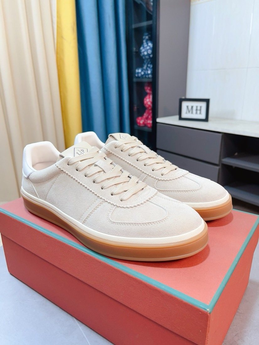 Loro Piana Contrast-Heel Lace-Up Sneakers — front