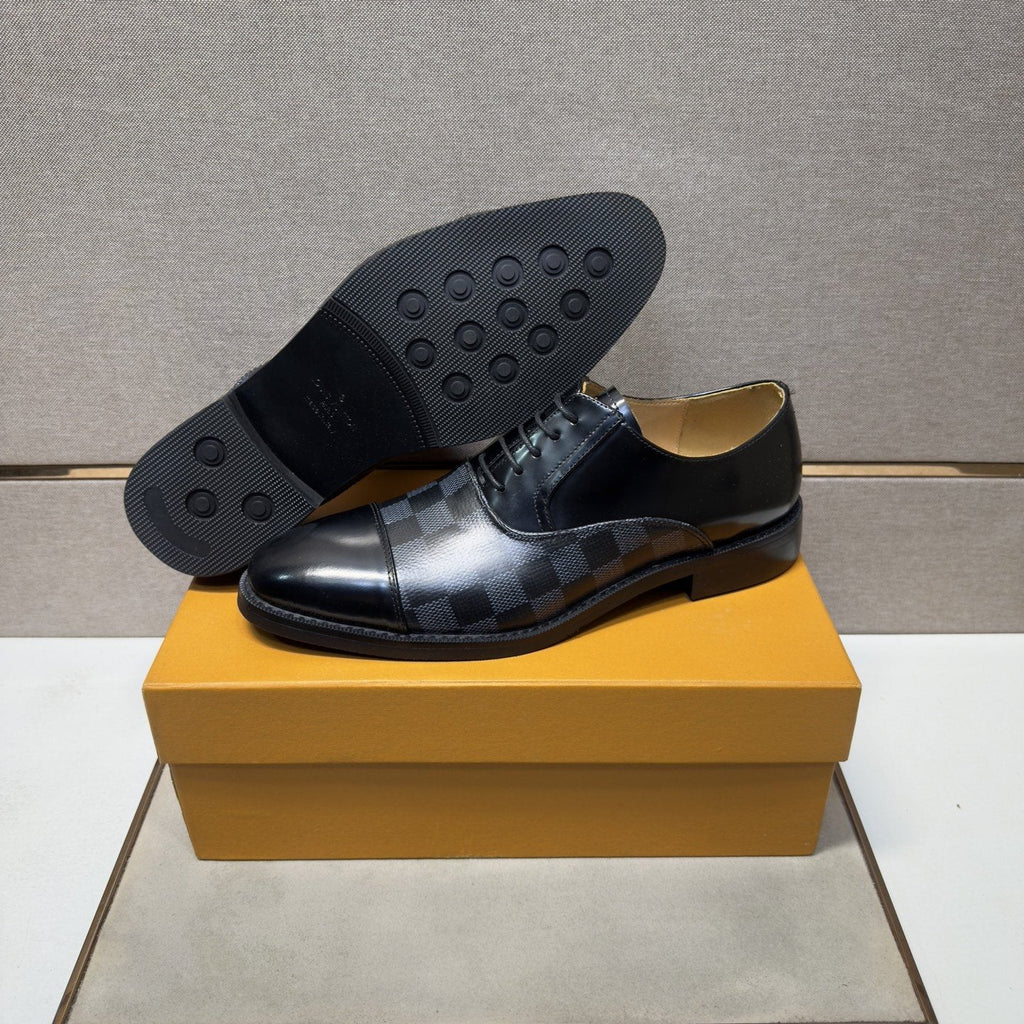 Louis Vuitton Check-Panel Lace-Up Dress Shoes — side