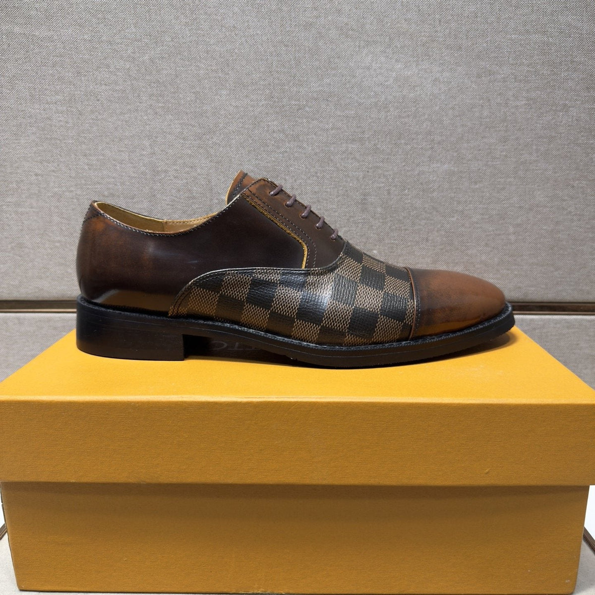 Louis Vuitton Check-Panel Lace-Up Dress Shoes — side