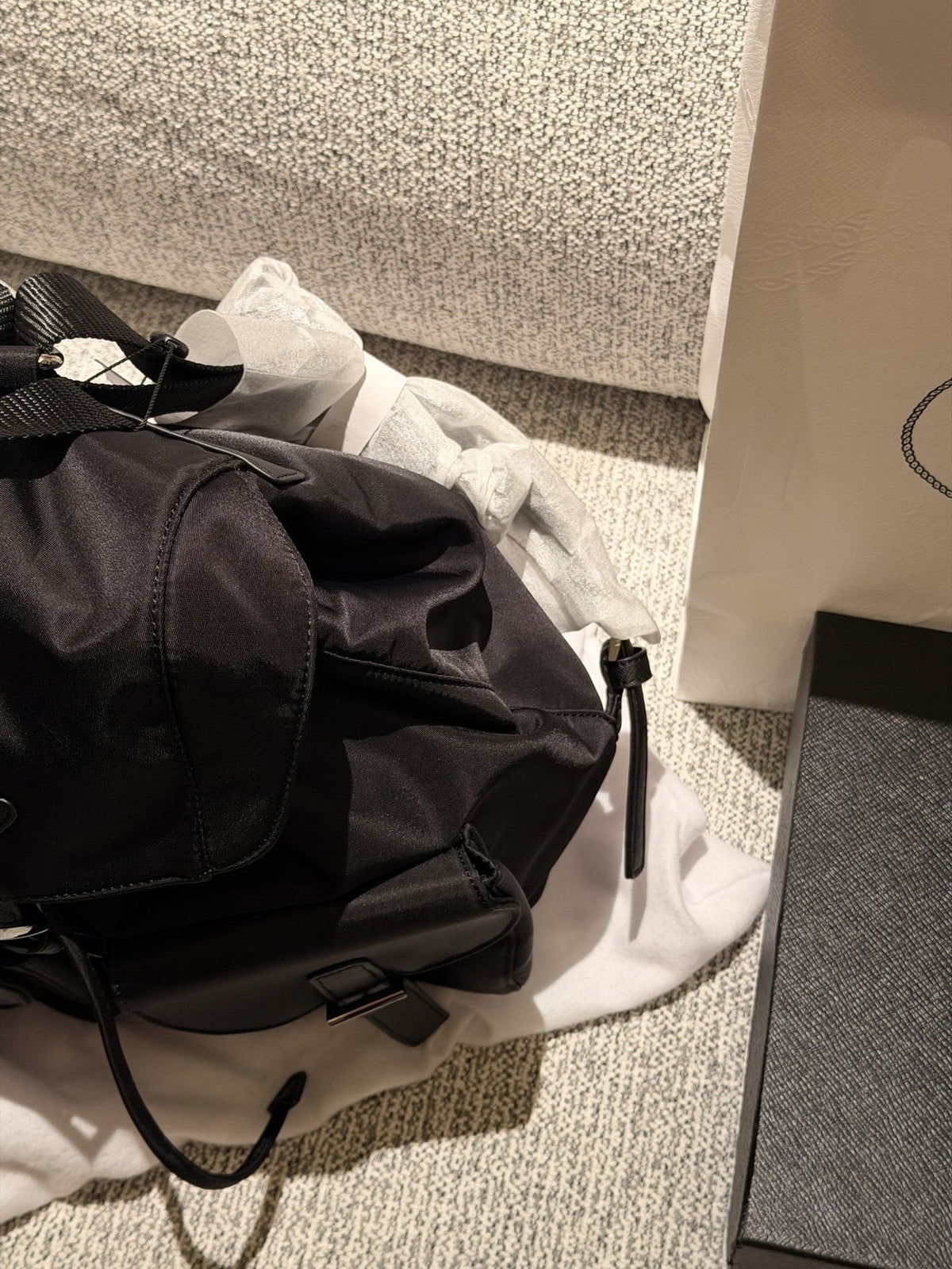 Prada Nylon Flap Backpack with Buckle Pockets — side