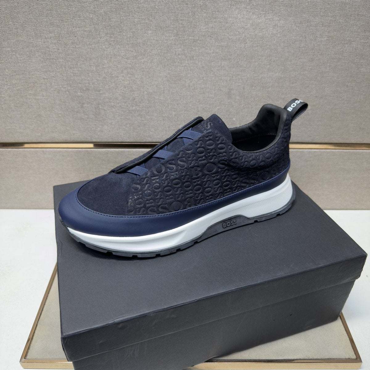 BOSS Patterned Slip-On-Style Sneakers — front
