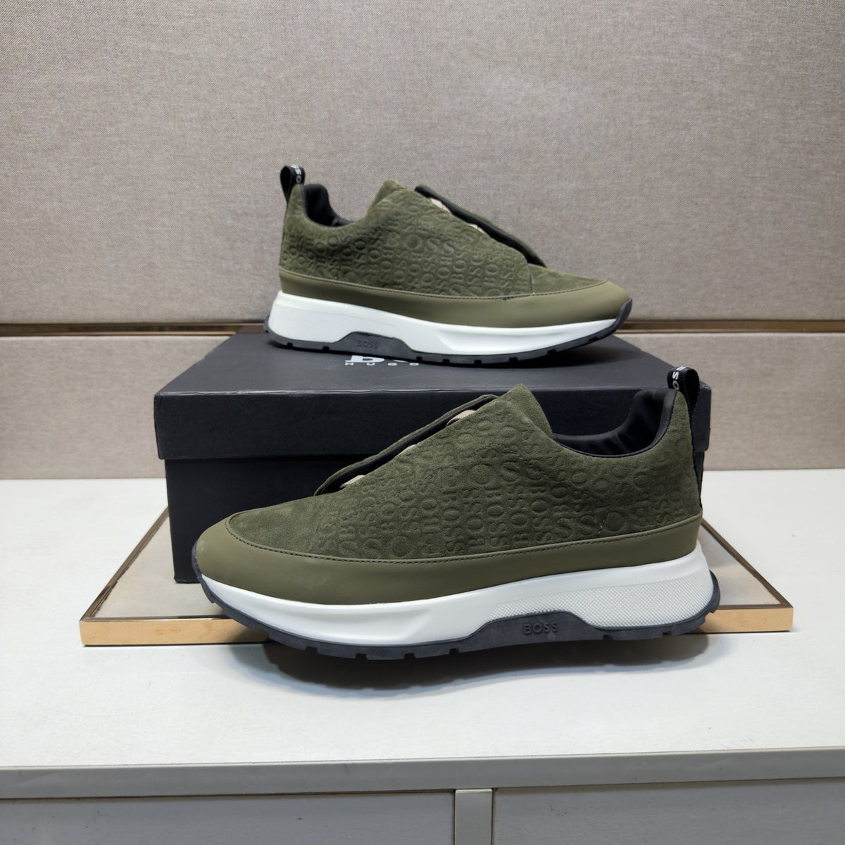 BOSS Patterned Slip-On-Style Sneakers — front