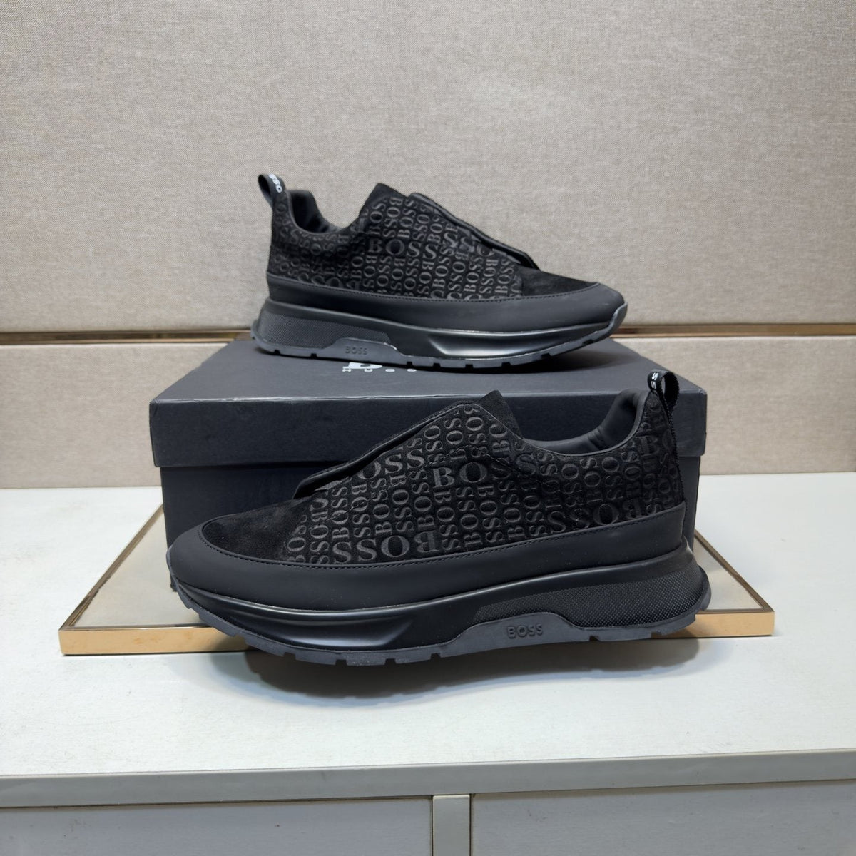 BOSS Patterned Slip-On-Style Sneakers — front