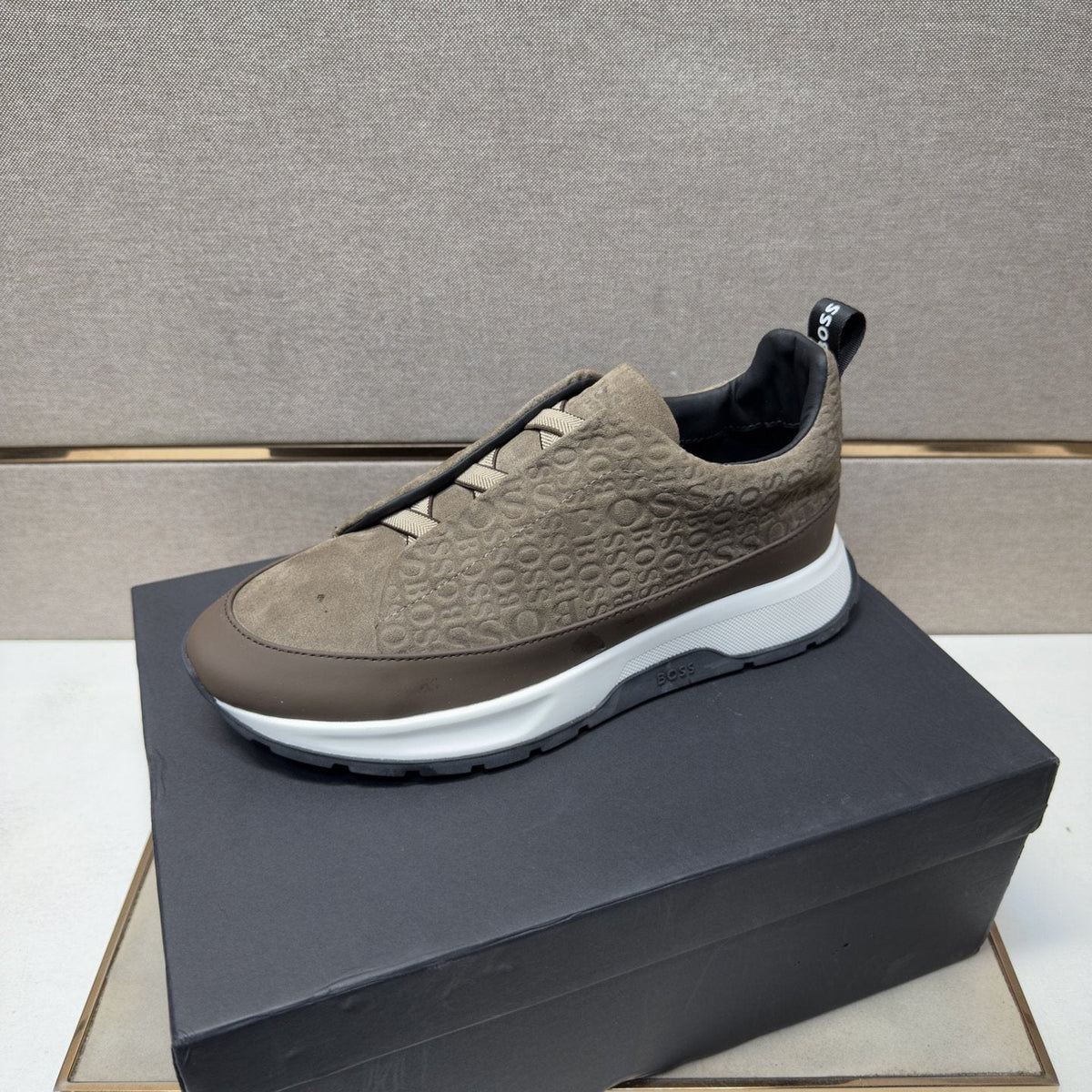BOSS Patterned Slip-On-Style Sneakers — front
