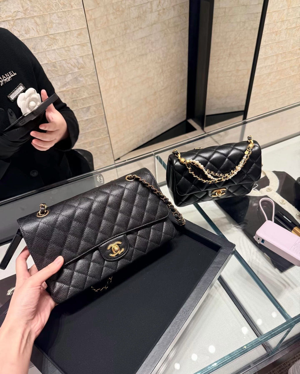 Chanel CF Black Quilted Flap Shoulder Bag — hero