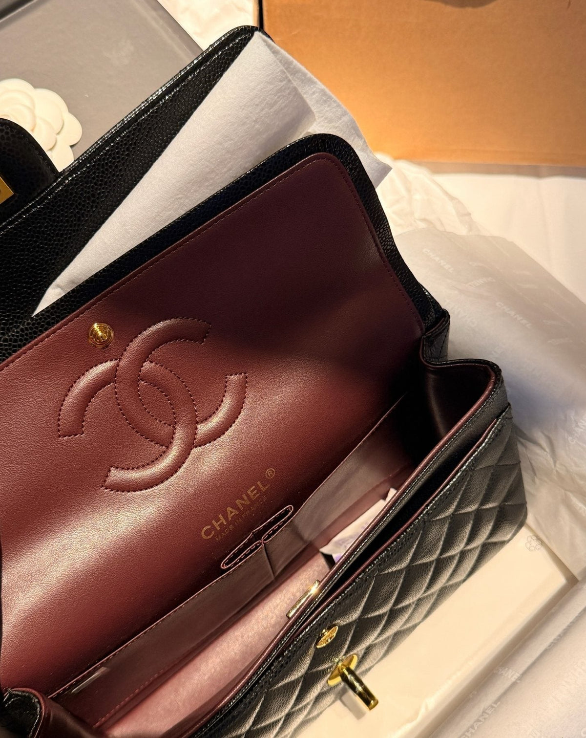 Chanel CF Black Quilted Flap Shoulder Bag — detail