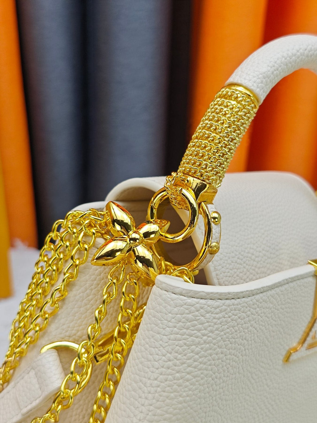 Louis Vuitton Capucines Chain Charm Top-Handle Bag — detail