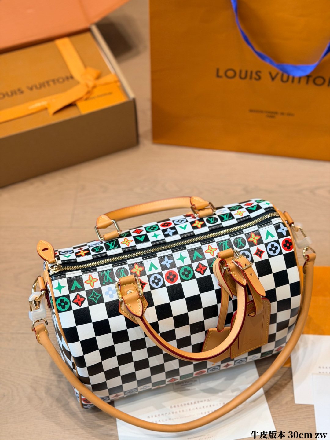 Louis Vuitton Multicolor Checker Barrel Bag — detail