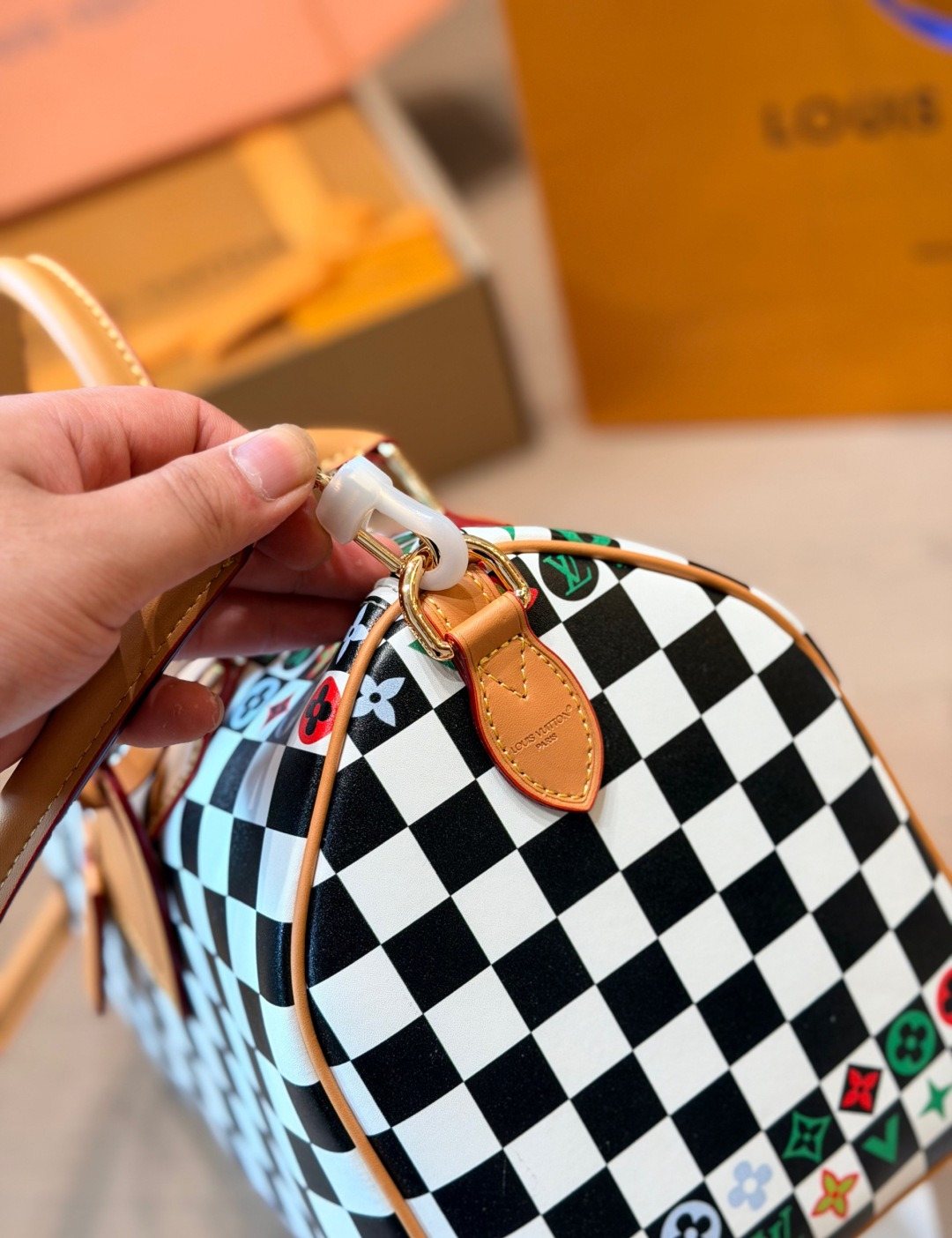 Louis Vuitton Multicolor Checker Barrel Bag — side