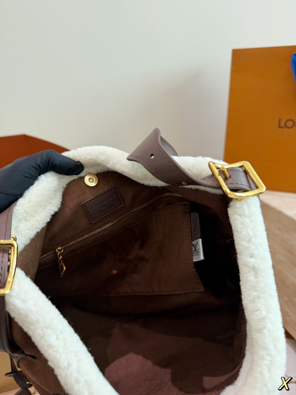 Louis Vuitton Carryall Fuzzy-Trim Tote Bag — front