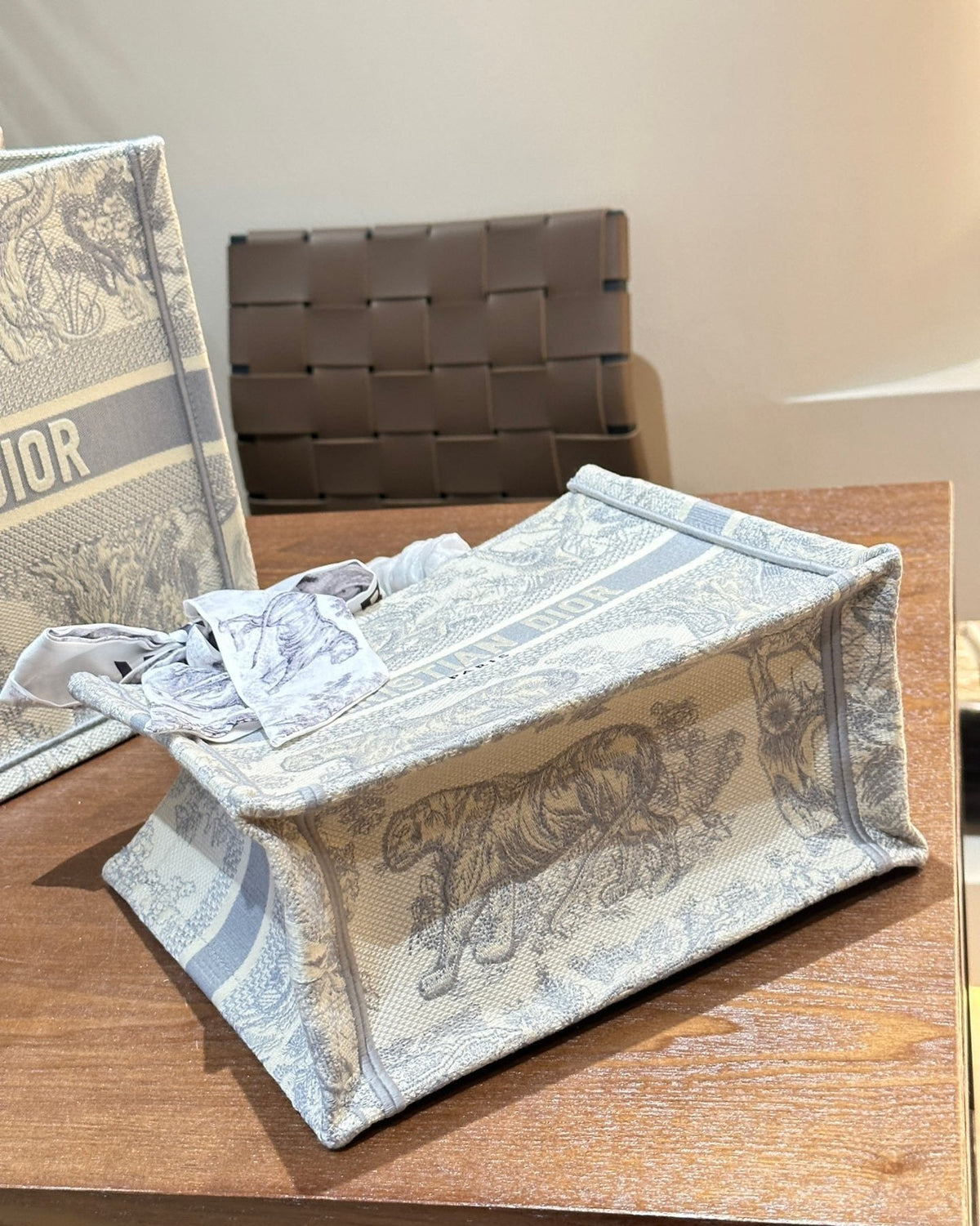 Dior Book Tote with Patterned Panels — side