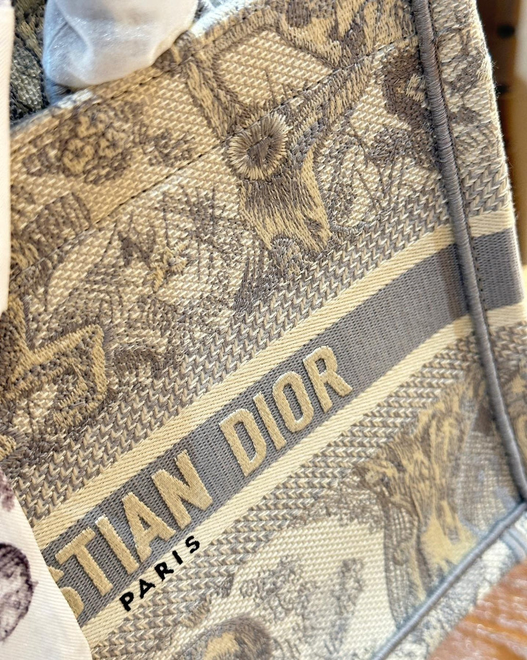 Dior Book Tote with Patterned Panels — detail