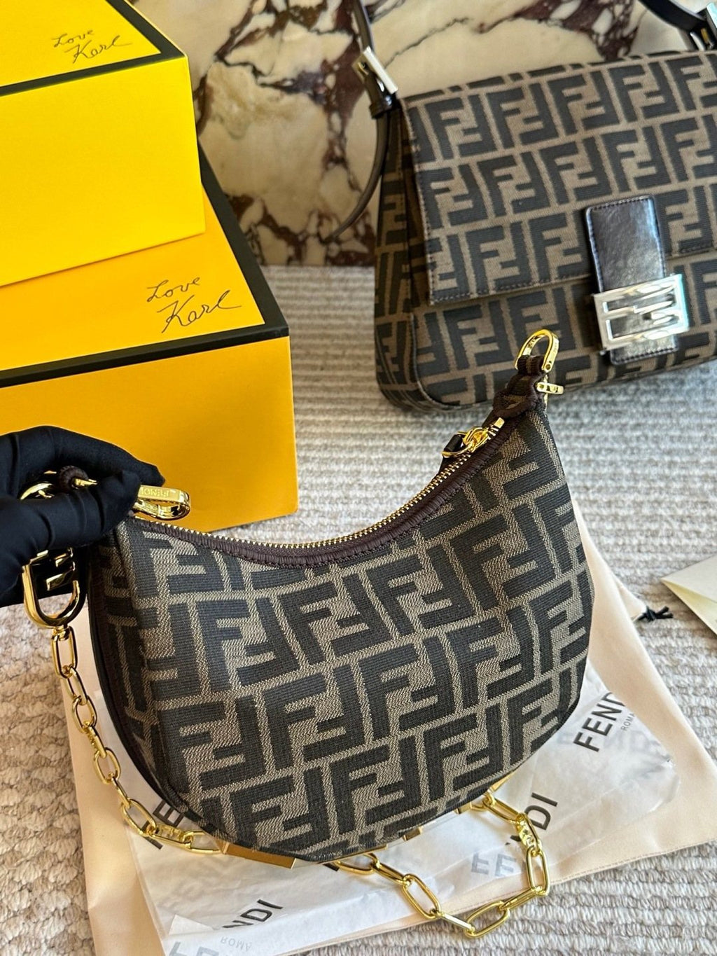 Fendi FF-Pattern Crescent Handbag — front