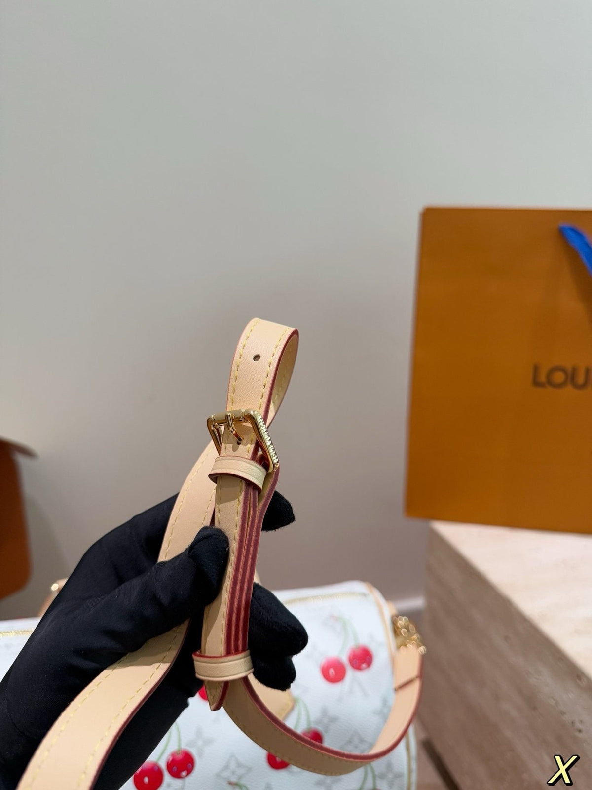 Louis Vuitton Speedy Cherry-Print Barrel Bag — detail