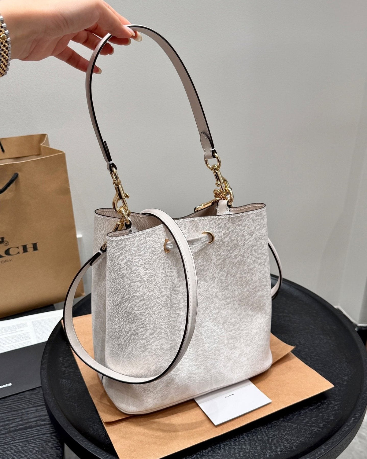 Coach Rowan Patterned Bucket Bag with Pouch — back